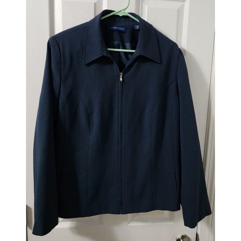 Karen Scott Zip-Up Front Navy/Blue Women Blazer/Jacket Size 18